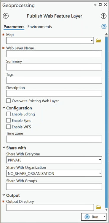 Publish Web Feature Layer script tool