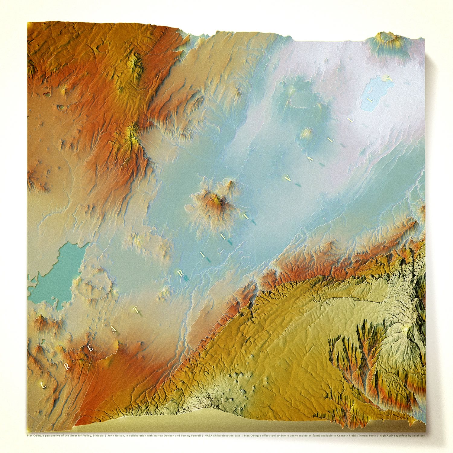 Plan Oblique map of the Great Rift Valley, in Ethiopia Plan Oblique map of the Great Rift Valley, in Ethiopia
