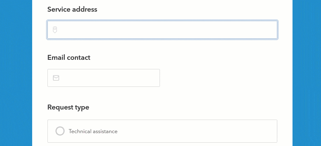 Animation of the new Address question type showing predictive text behavior