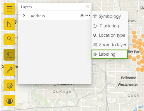 Layer context menu with Labeling highlighted