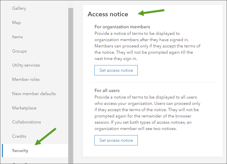 Access notice section