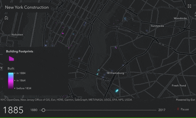 animating building footprints in new york by the year they were built