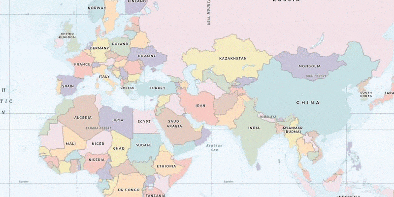 An animation that rapidly fades between basemap styles