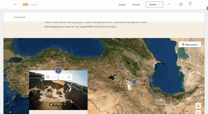 An animation that shows the process of changing a map tour basemap