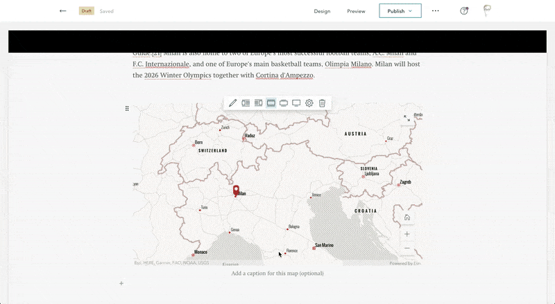 An animation of an author changing an express map basemap