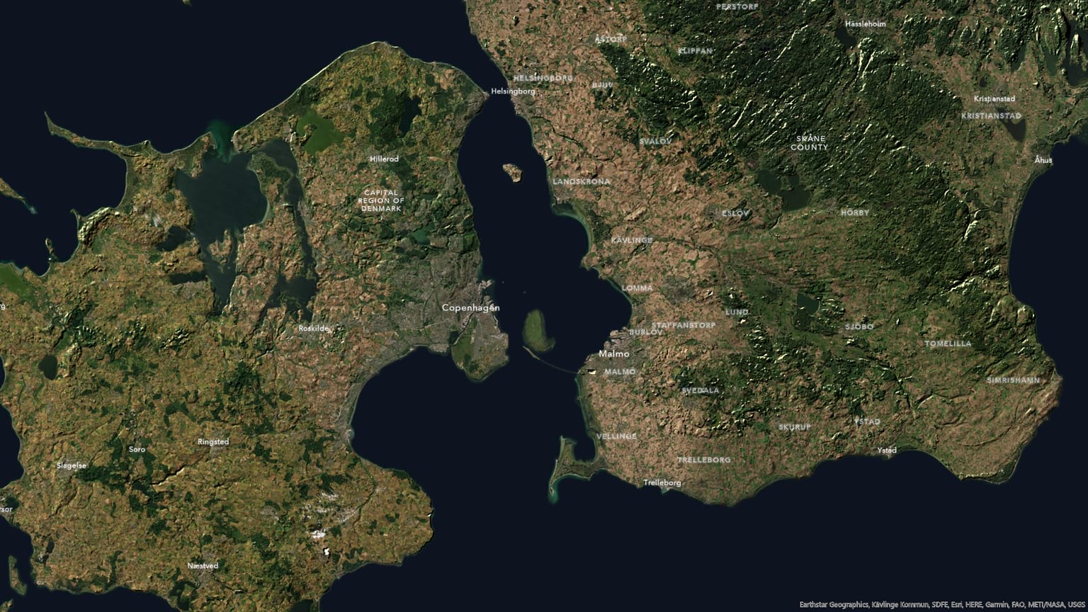 Copenhagen with hillshade. Copenhagen with hillshade.