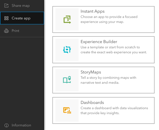 Create app from Map Viewer on ArcGIS Experience Builder web app