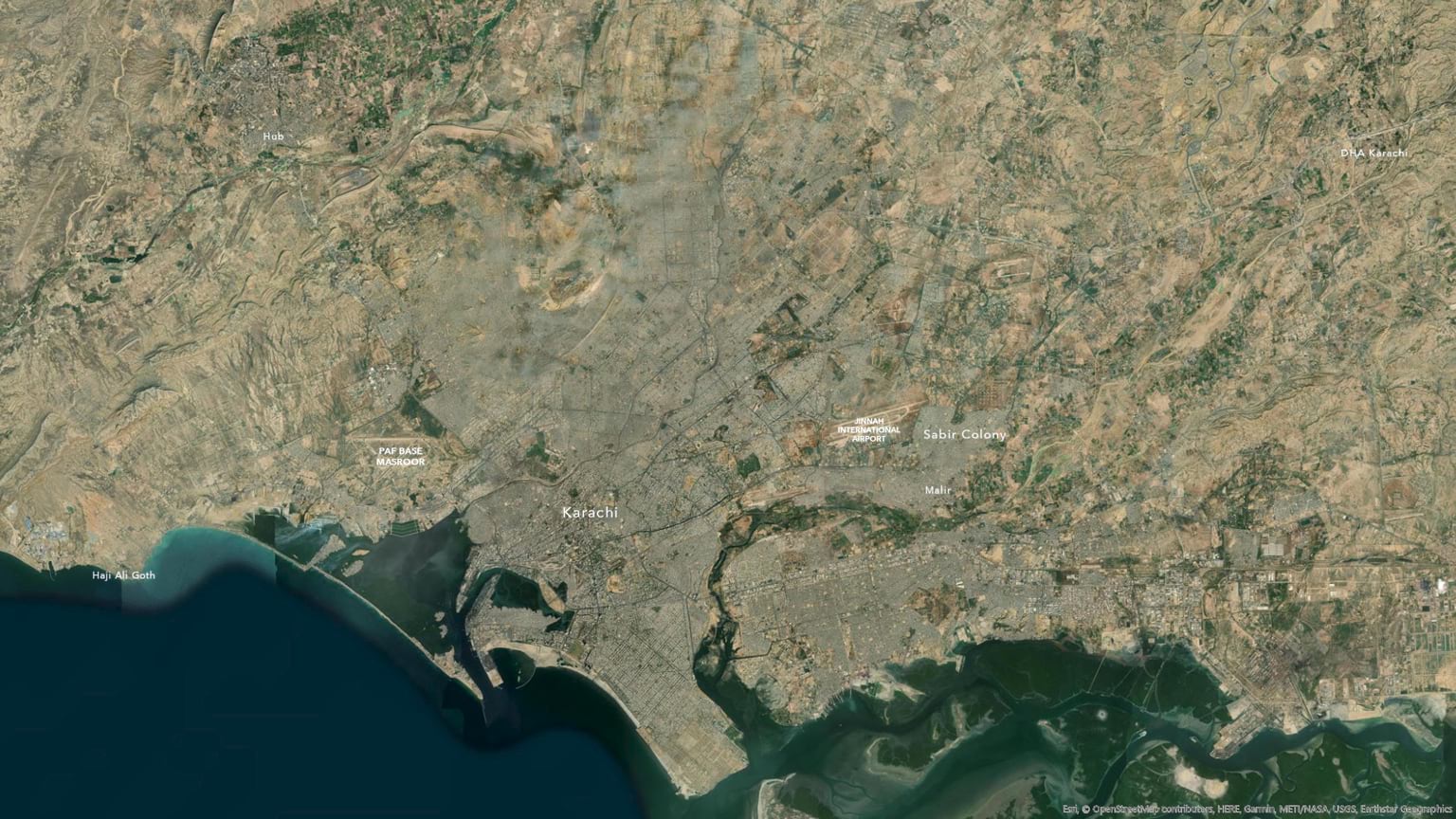 Karachi without forced hillshade. Karachi without forced hillshade.