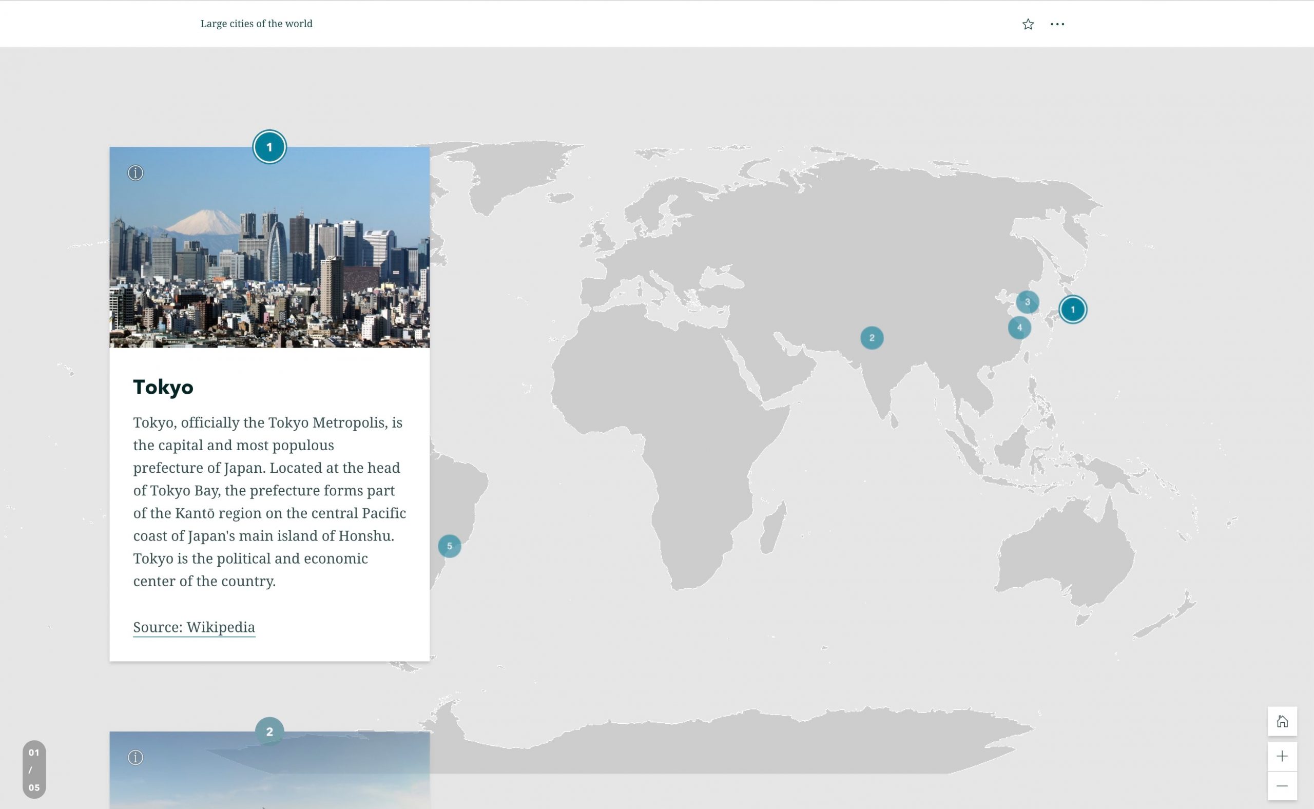 Map tour with a basemap in Robinson projection