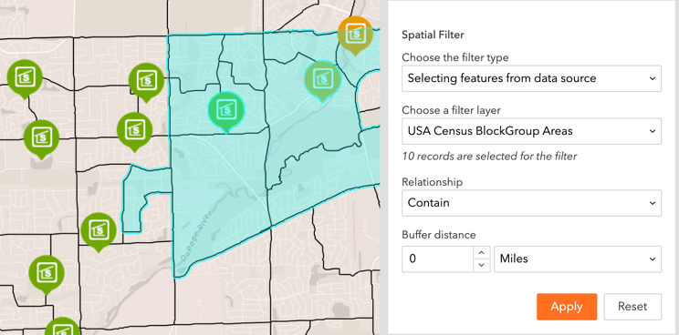 Spatial query with selected features on ArcGIS Experience Builder web app