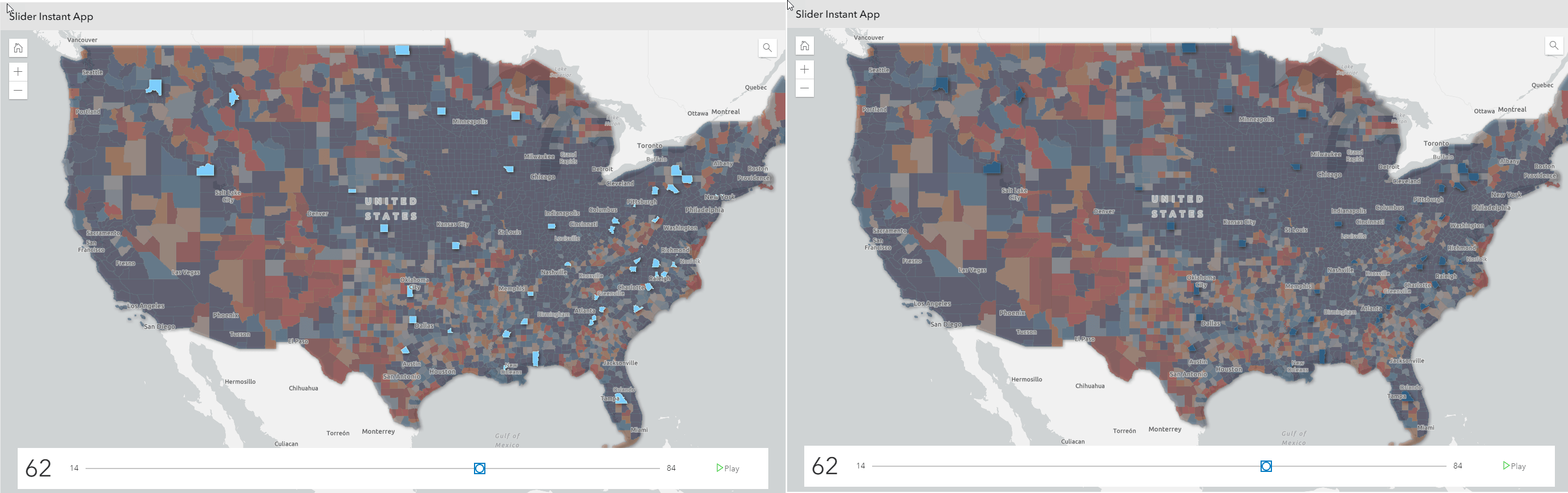 Comparison with brightness applied to one app verses one without brightness applied.