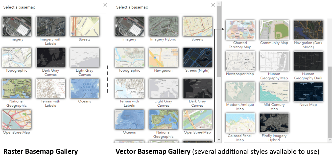 Raster and Vector Basemap Galleries