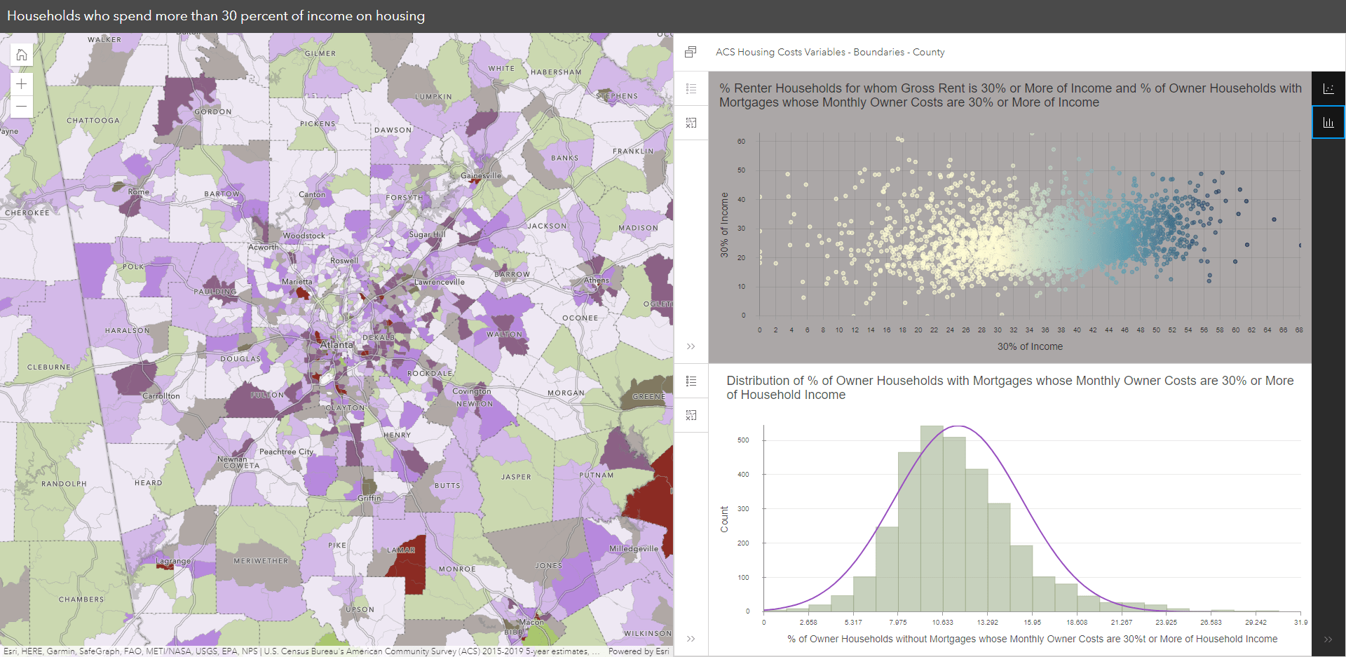 Chart Viewer Instant App with map and charts shown side by side