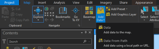 add data to an ArcGIS Pro map