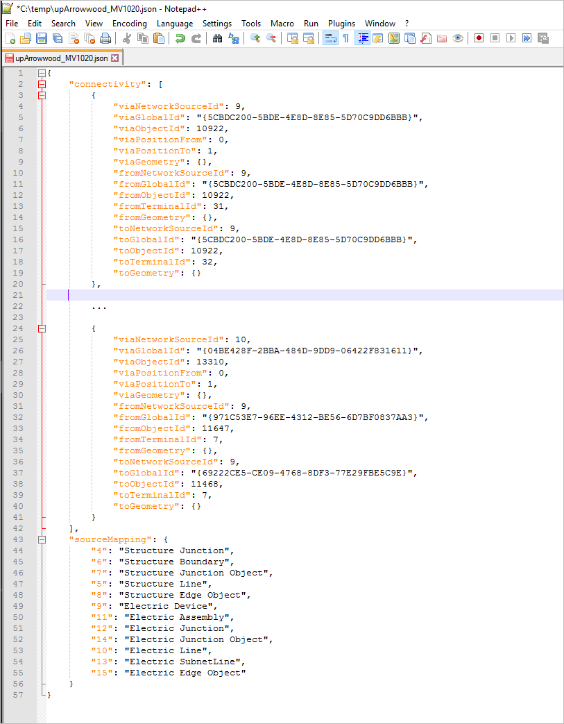 Connectitvity Results Type output in .json file