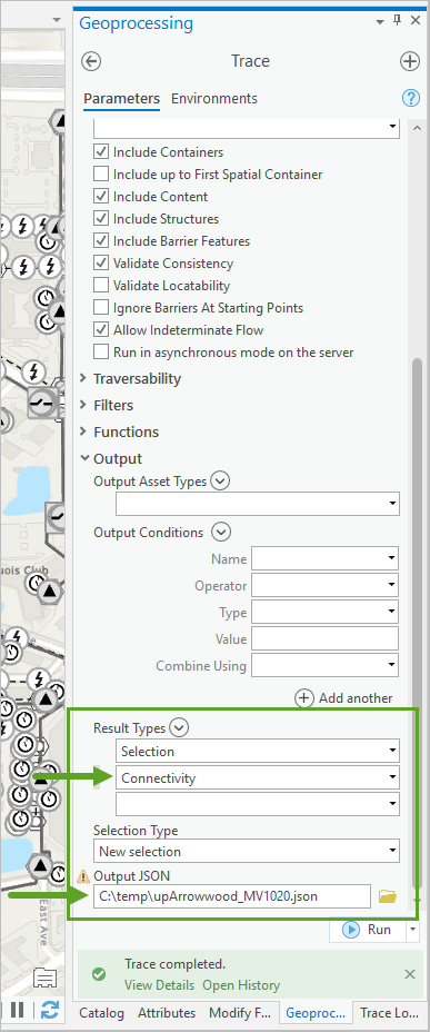 Connectivity Results type option on the Trace tool