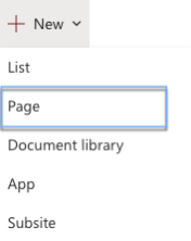 Create a new SharePoint page