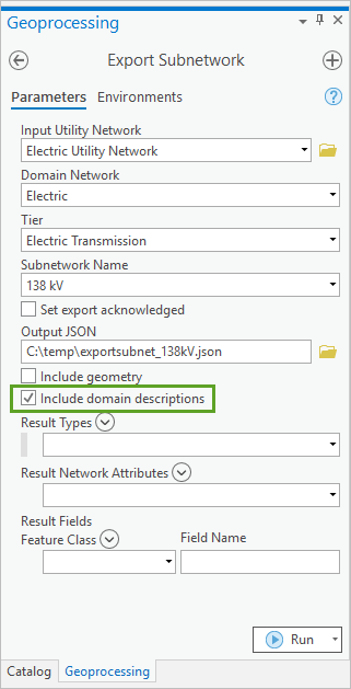 Include domain descriptions parameter on the Export Subnetwork tool