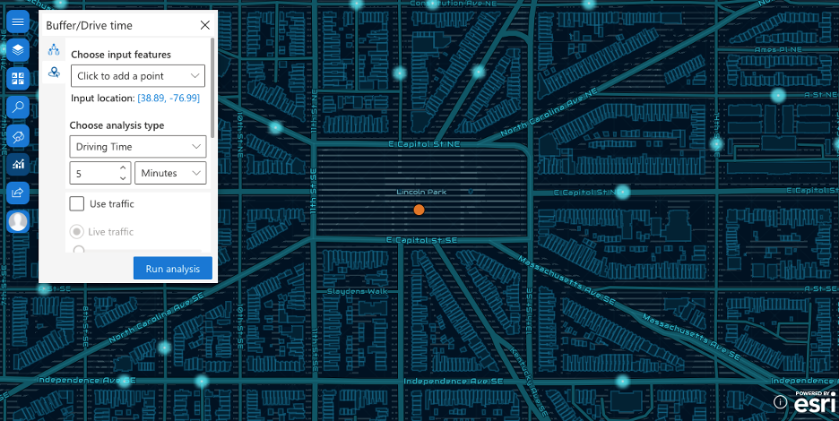 Buffer/Drive time widget in ArcGIS for SharePoint