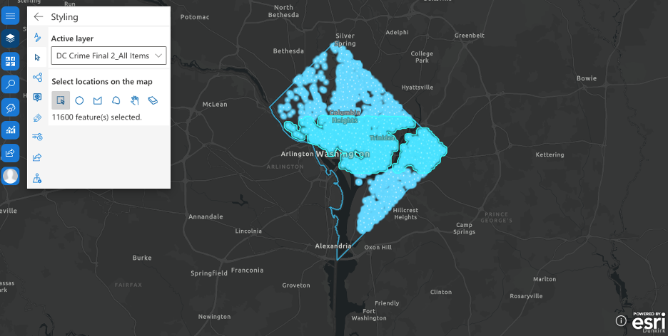 Select features in ArcGIS for SharePoint.