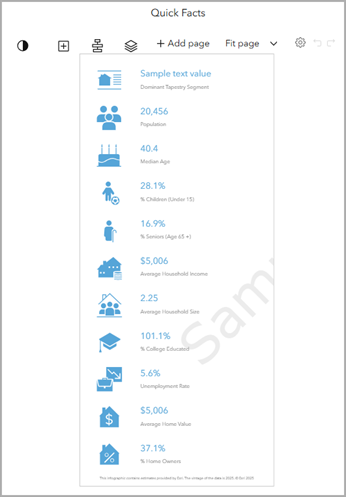 Quick Facts infographic in editing mode
