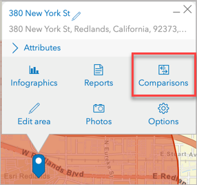 Pop-up site menu in Business Analyst