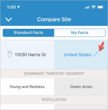 Edit comparison button