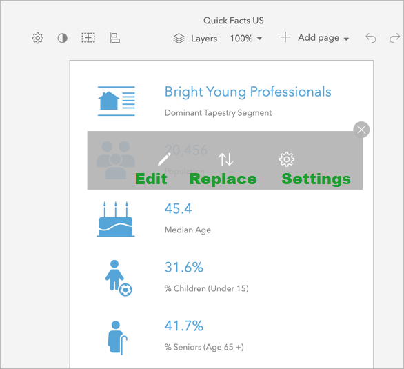 Infographic panel options