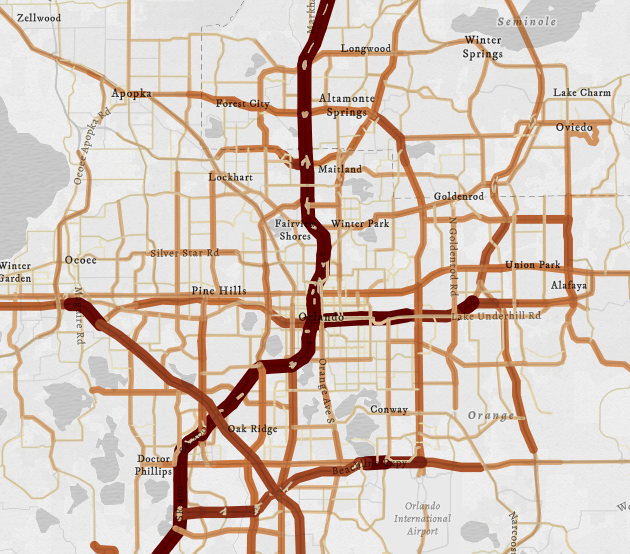 Average annual daily traffic on Florida roads.