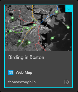 Select the Birding in Boston web map.