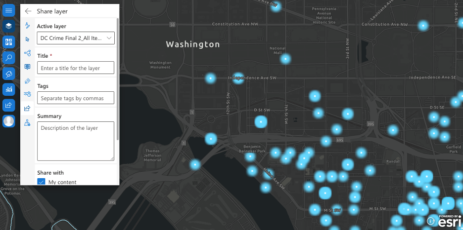 Share layer in ArcGIS for SharePoint