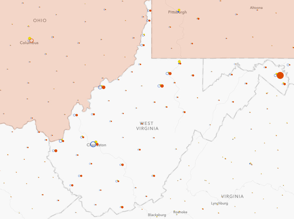 Not providing a minimum bound for size made it easier to see patterns of influential counties in West Virginia.
