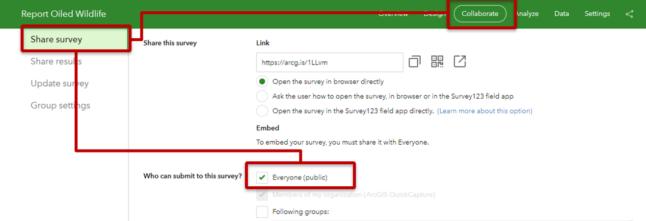 Share survey dialog shown Share survey dialog shown