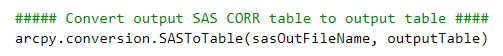 SAS To Table tool