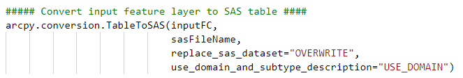Table To SAS tool in python