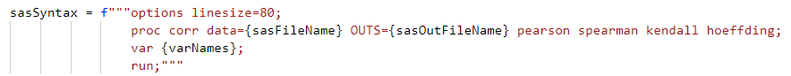 SAS CORR procedure