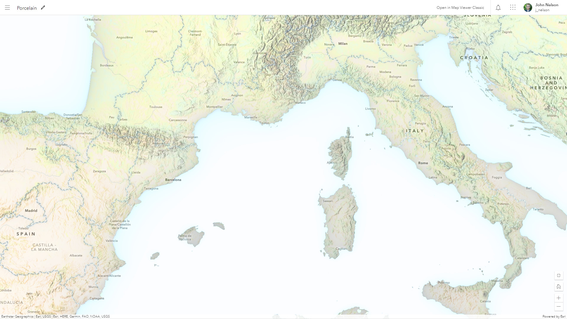 Porcelain style map of the northern Mediterranean Porcelain style map of the northern Mediterranean