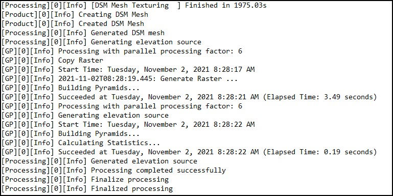 Drone2Map processing log Drone2Map processing log