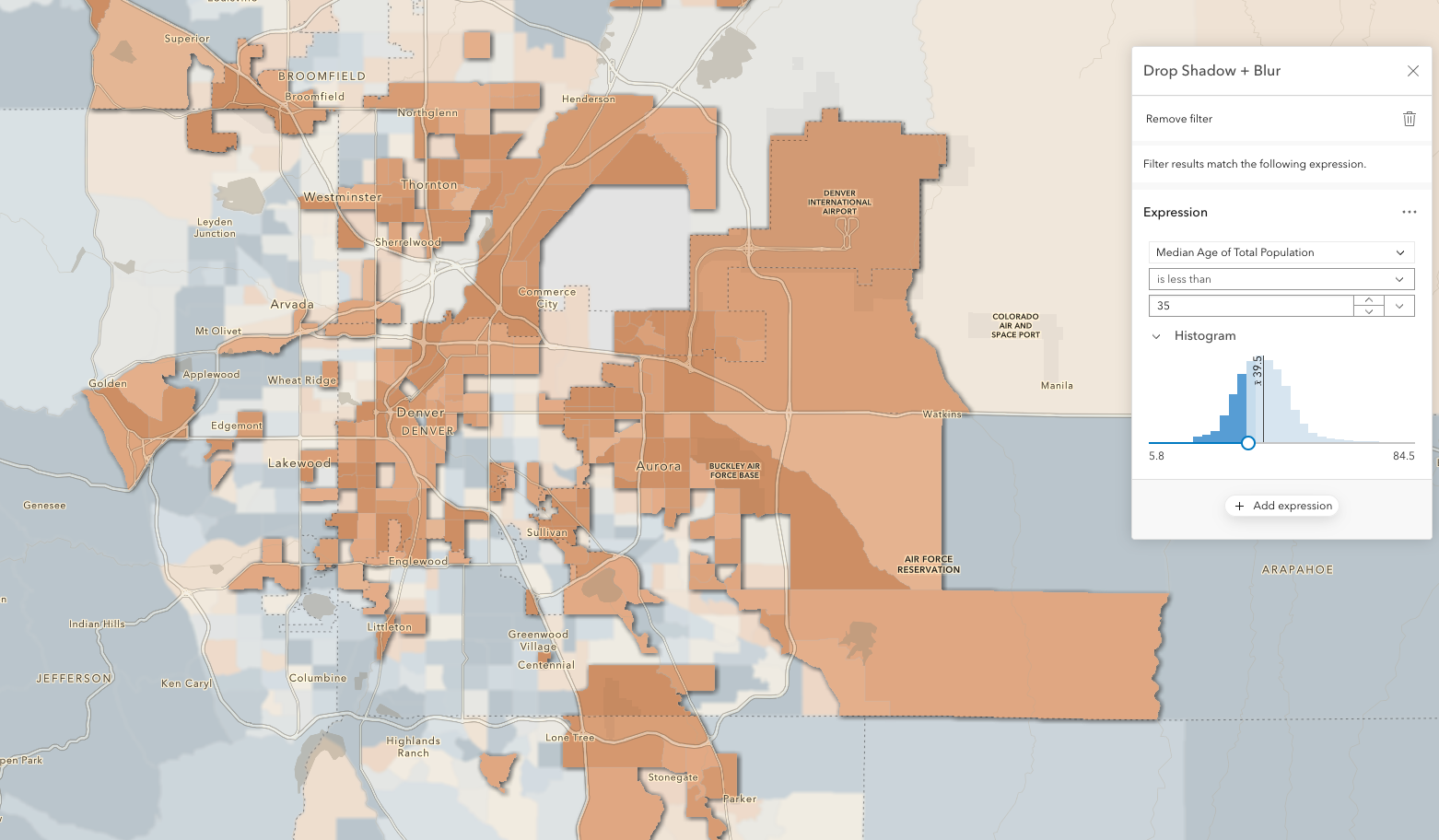 Denver Under 35 - Feature Effects map by Mark Harrower