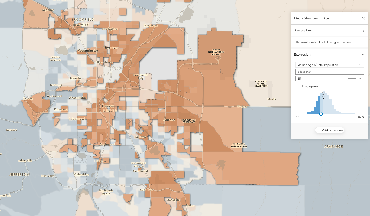 Denver Under 35 - Feature Effects map by Mark Harrower Denver Under 35 - Feature Effects map by Mark Harrower