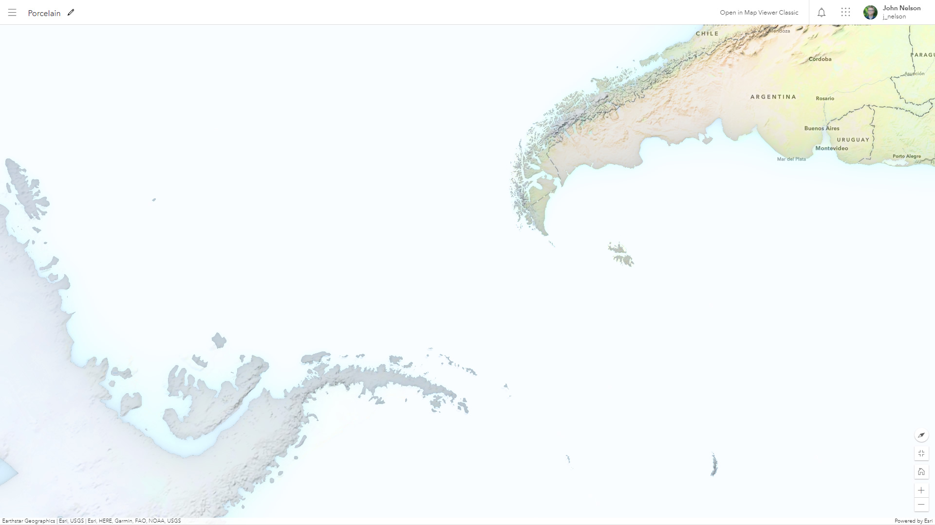 Porcelain style map of the Drake Passage Porcelain style map of the Drake Passage