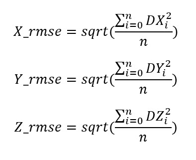 Equation for RMS error at GCPs Equation for RMS error at GCPs