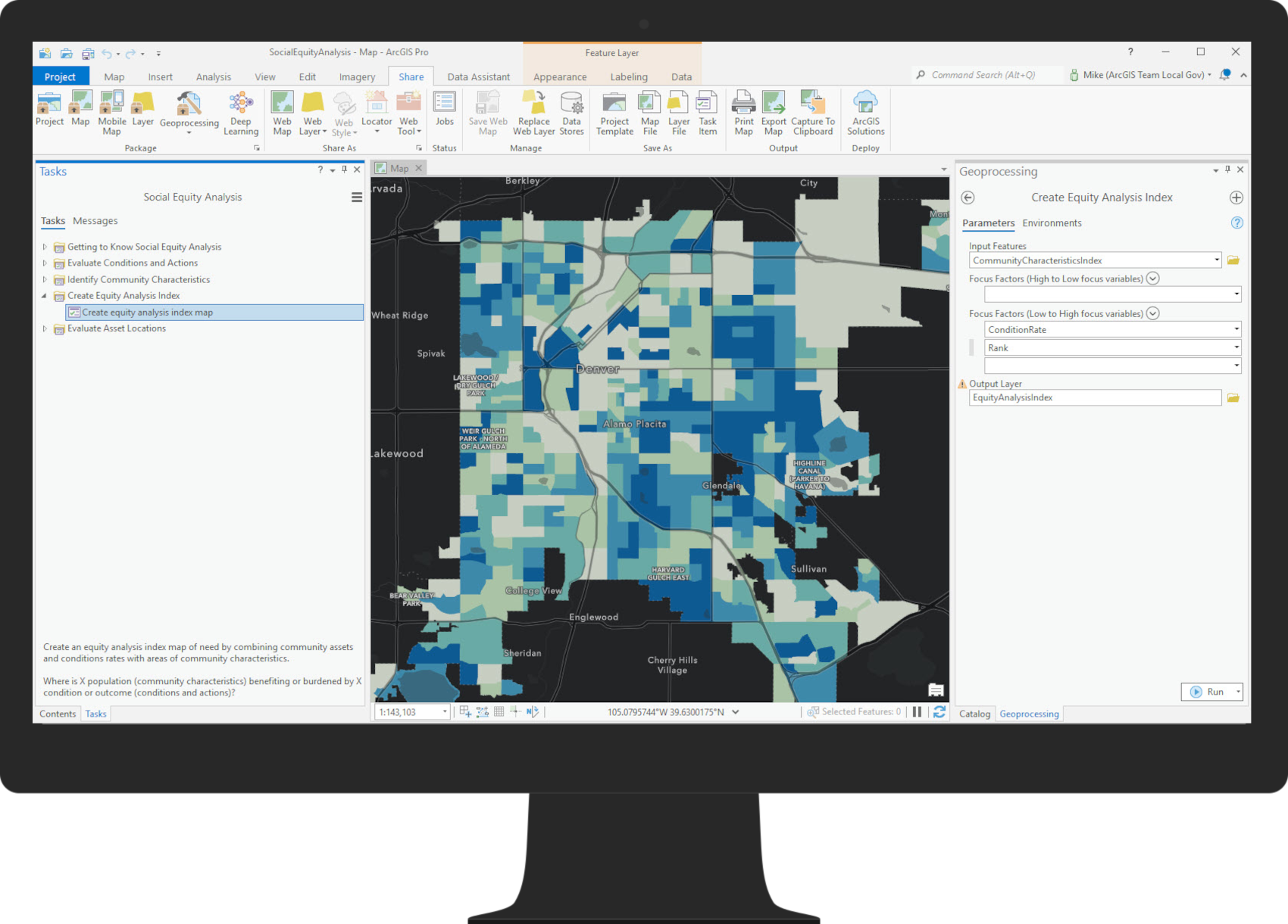 Equity Analysis Index map in ArcGIS Pro