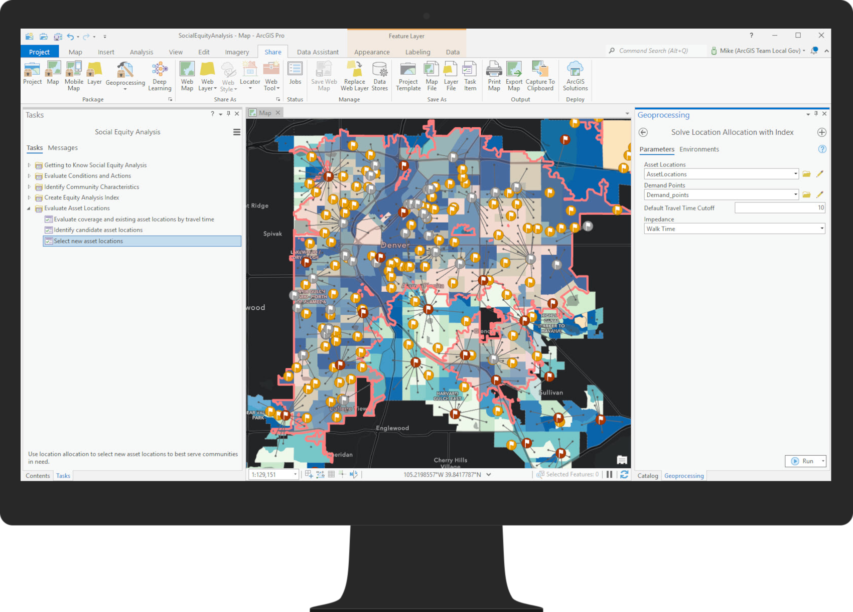 Results of evaluate asset locations task steps in ArcGIS Pro