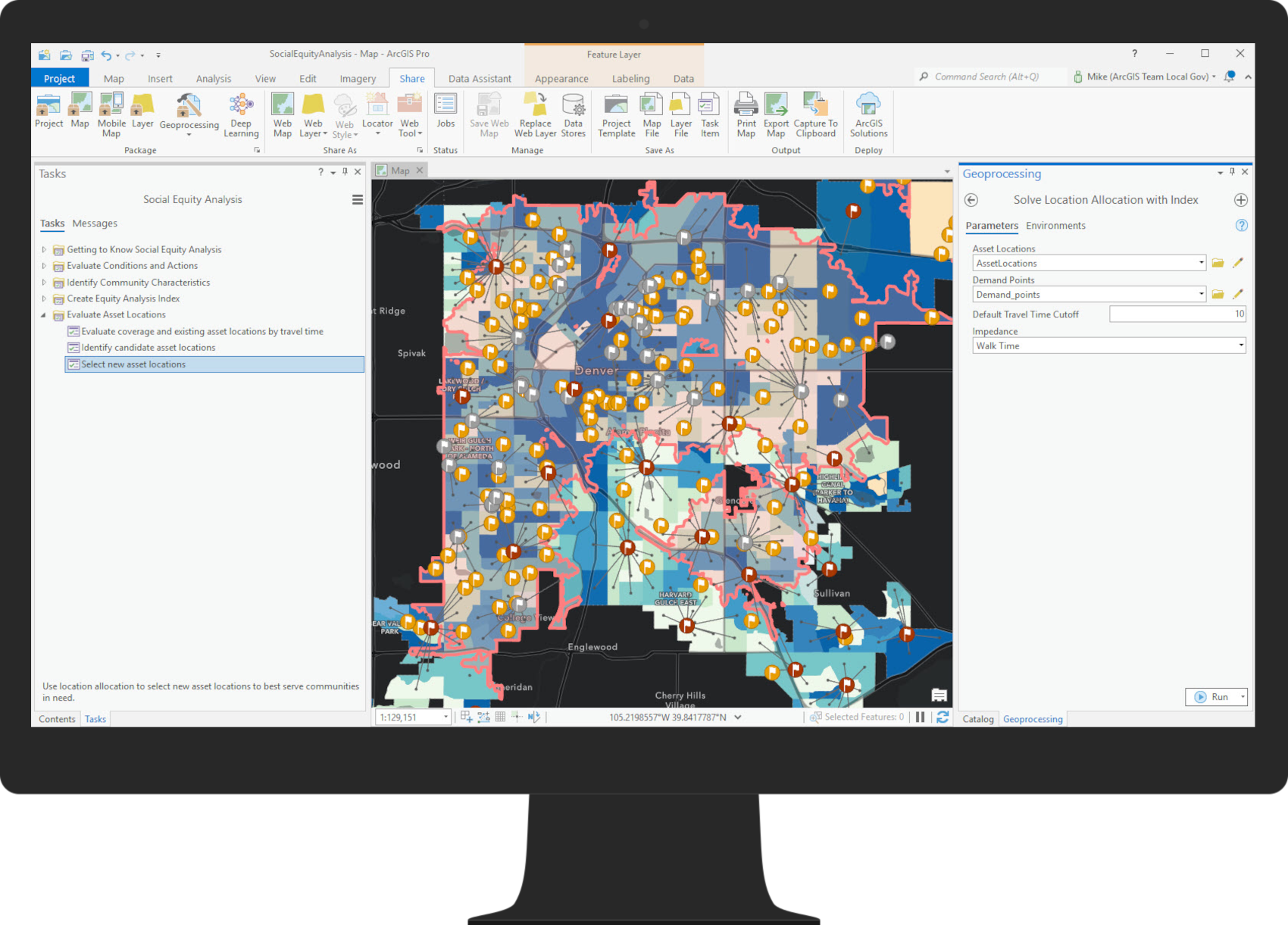 Results of evaluate asset locations task steps in ArcGIS Pro Results of evaluate asset locations task steps in ArcGIS Pro