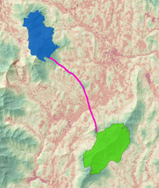 Locations being connected by an optimal path