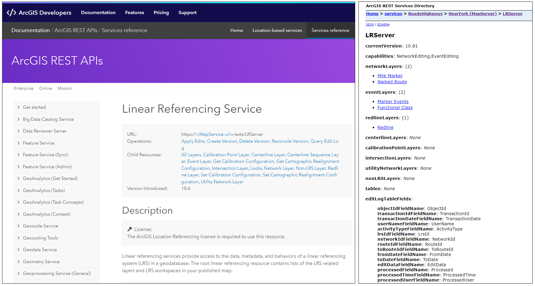 ArcGIS REST API Linear Referencing capability documentation. ArcGIS REST API Linear Referencing capability documentation.