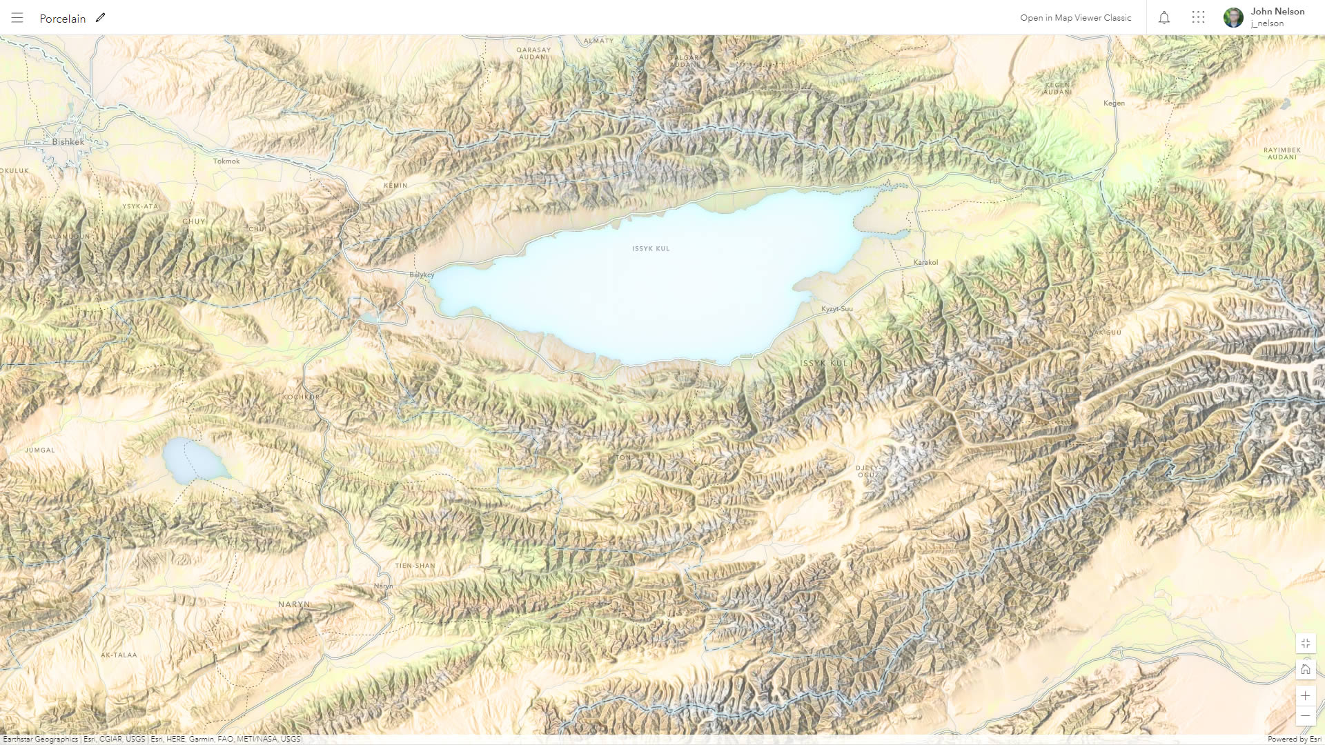 Porcelain style map of Naryn Porcelain style map of Naryn