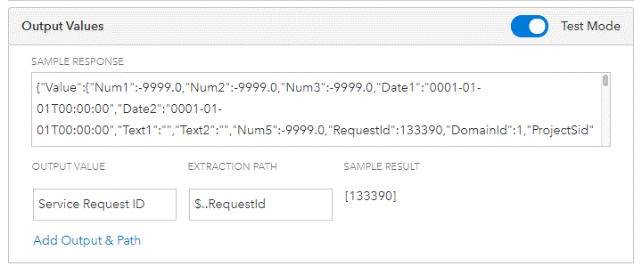 Web Request Output Values Dialog