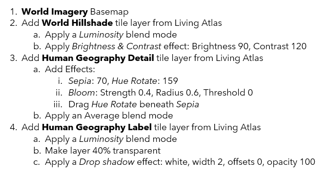 Steps in ArcGIS Online for creating the Porcelain style map Steps in ArcGIS Online for creating the Porcelain style map